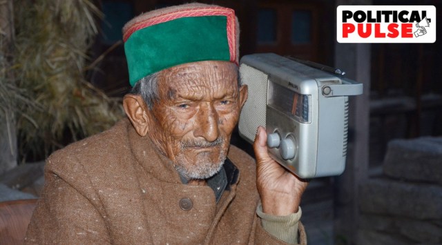 Born on July 1, 1917, Negi claimed he voted in every parliamentary, Assembly and panchayat election.(Express Photo by Pradeep Kumar)