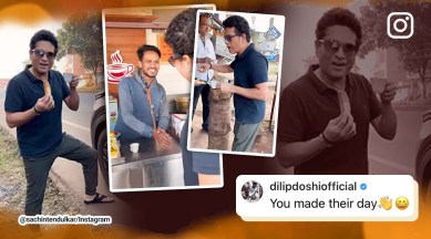 Sachin Tendulkar enjoys cup of tea on highway, Arjun Tendulkar, road trip, Master Blaster, Instagram, viral, trending, Indian Express