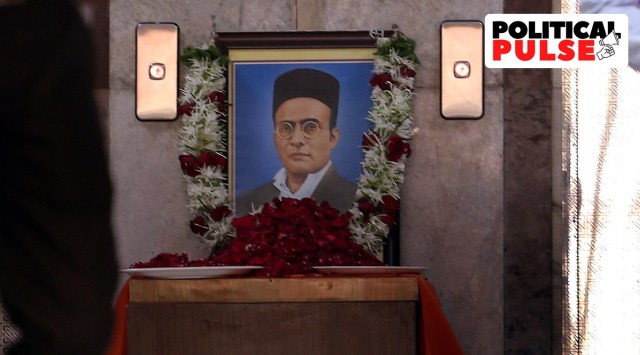 While Savarkar’s idea of Hindu nationalism has had a massive impact on modern political thought in India, his contributions to Marathi culture in terms of poems and his attempt to purify the Marathi language have bestowed a hallowed position to Savarkar in the state. (Express Photo by Amit Chakravarty/File)