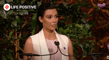 Kim Kardashian delivers a moving speech at Variety's Power of Women summit in 2015.

(Source: Variety/Youtube)