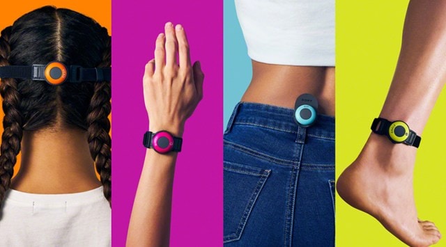 The Mocopi system comprises six pucks worn around the user's wrist, ankles, hands and hips. (Image credit: Sony)