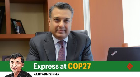 
Sumant Sinha, CEO of ReNew Power, has said there was a need for regulation and robust processes of measurement and validation of claims being made by companies on their green actions. (Express Photo by Manoj Kumar)