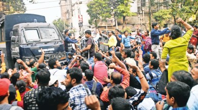 Bengal School Jobs Scam, TET candidates clash with cops, Trinamool Congress, Abhishek Banerjee, West Bengal, Kolkata, Indian Express, current affairs