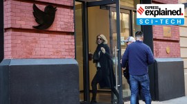 FILE PHOTO: Twitter employees are seen entering the offices in New York no alt set