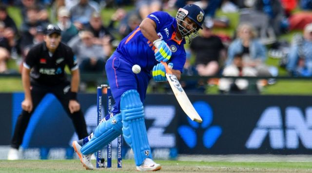 Rishabh Pant of India bats during their one day cricket match at Hagley Oval, in Christchurch, New Zealand, Wednesday, Nov. 30, 2022. (John Davidson /photosport via AP)