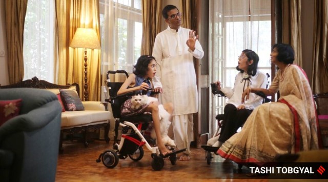 Chief Justice of India-designate D Y Chandrachud with his wife Kalpana Das and their foster children Mahi (left) and Priyanka at their residence in New Delhi on Tuesday. (Express Photo by Tashi Tobgyal)