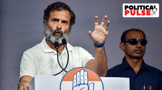 Congress leader Rahul Gandhi addresses a public meeting, ahead of the upcoming Gujarat Assembly elections, in Rajkot, (PTI)