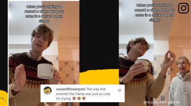 Mother-son duo sing Abba song, The mother-son duo sang the 1980 song ‘The Winner Takes It All’, singers, talented, retired opera singer, viral, trending, Indian Express