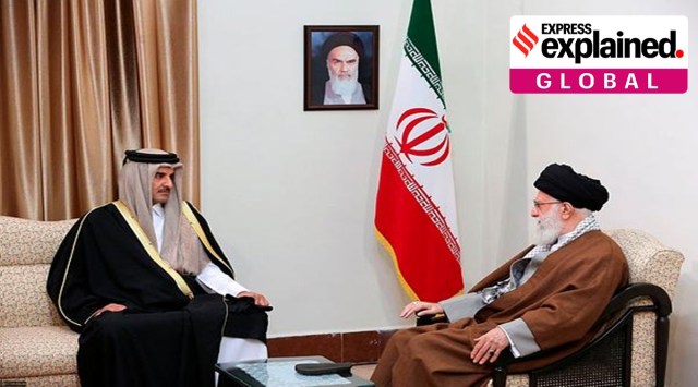 Supreme Leader Ayatollah Ali Khamenei, right, meets Emir of Qatar Sheikh Tamim bin Hamad Al Thani at his office in Tehran, Iran, Sunday, Jan. 12, 2020. For decades, Doha has flung open its doors to Taliban warlords, Islamist dissidents, African rebel commanders and exiles of every stripe. (Office of the Iranian Supreme Leader via AP, File)