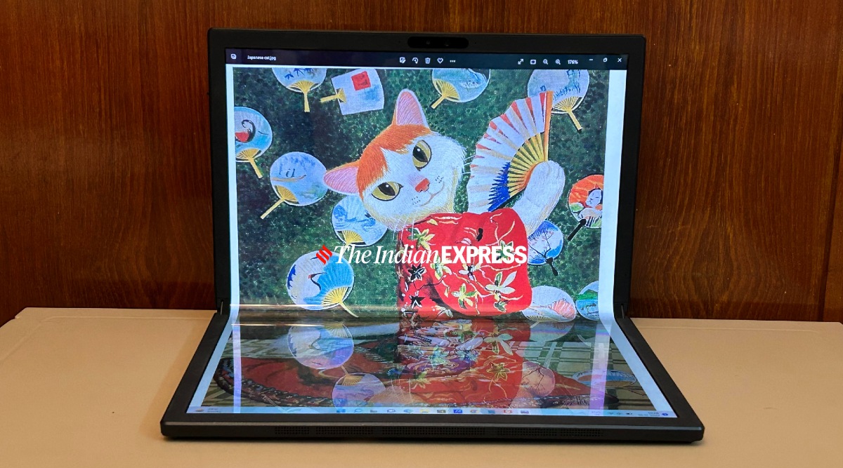 The ZenBook 17 Fold is a laptop with a 17.3-inch foldable OLED display. (Image credit: Anuj Bhatia/Indian Express)