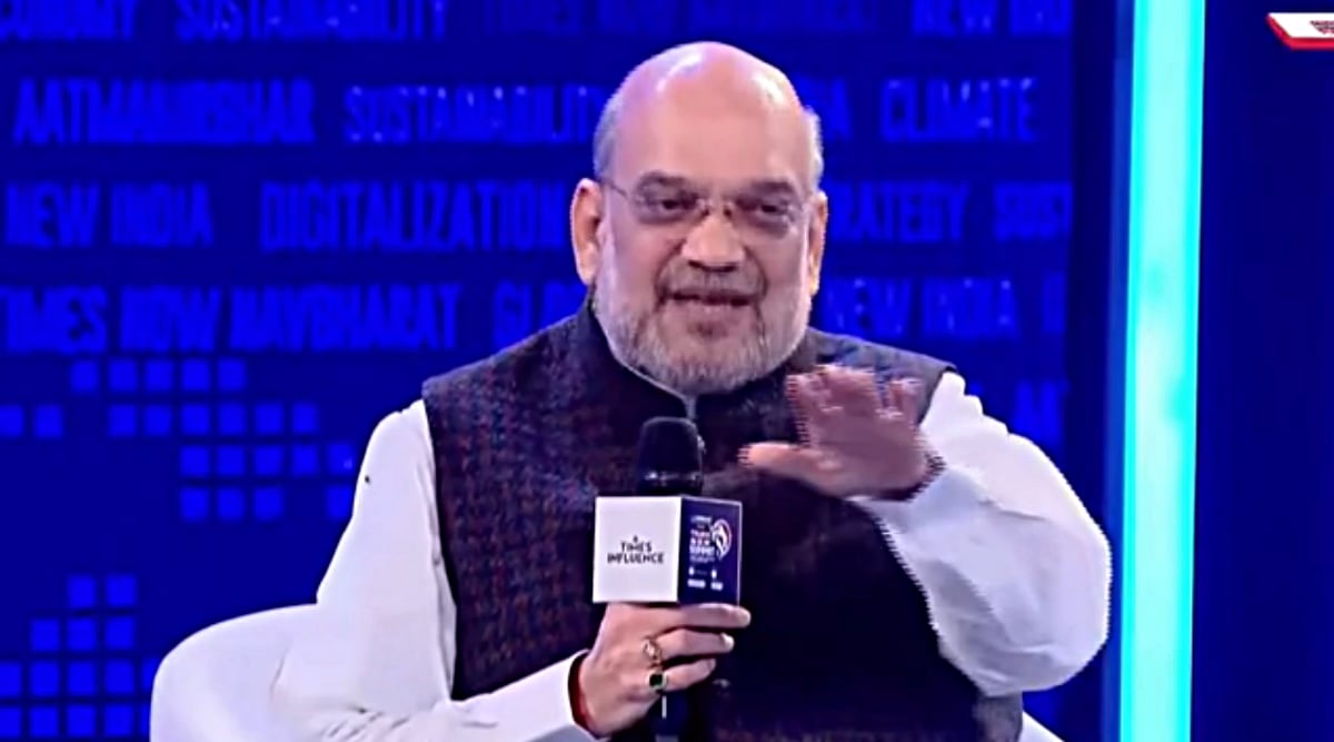 Union Home Minister Amit Shah also hit out at the Aam Aadmi Party (AAP) at the Times Now summit on Thursday. (Screengrab/Twitter/Amit Shah)
