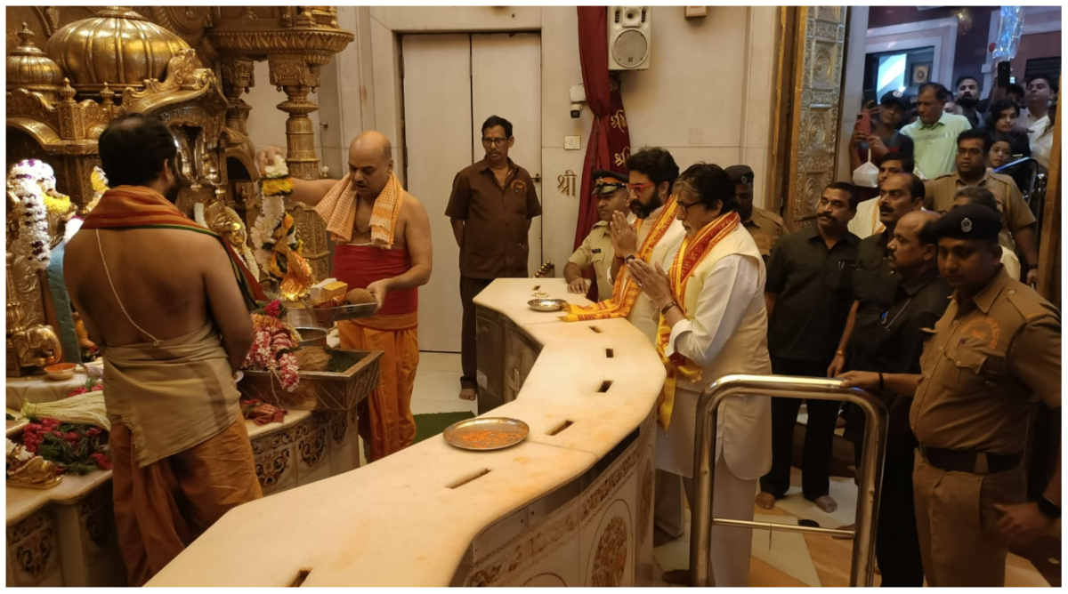Amitabh Bachchan and Abhishek Bachchan offer prayers at ...