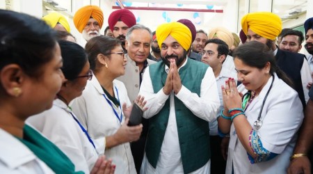 Punjab CM Bhagwant Mann inaugurated the mother and child care government hospital at Jagraon in Ludhiana district. (Twitter/Bhagwant Mann)