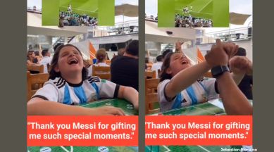 FIFA 2022 World cup, wholesome world cup videos, blind fan enjoys world cup match, Sebastian Filoramo blind football fan, viral videos blind fan enjoys soccer game, indian express