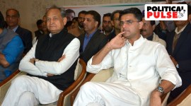 Rajasthan Chief Minister Ashok Gehlot and former deputy CM Sachin Pilot during a CLP meeting in Jaipur. (Express photo by Rohit Jain Paras, file)