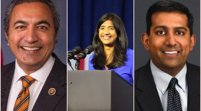 Ami Bera (L), Aruna Miller (C) and Arvind Venkat (R). (Source: Twitter/@RepBera/@arunamiller/@DrArvindVenkat)