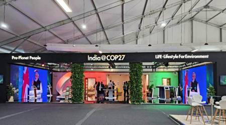 India's pavilion at the COP27 in Egypt's Sharm el-Shaikh. (Photo credit: PIB)