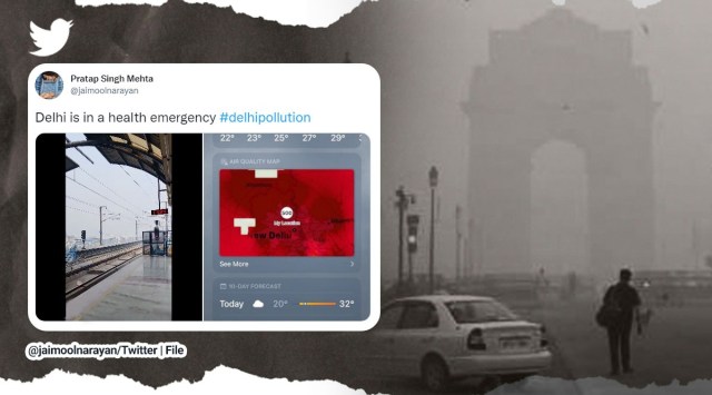 Delhi air pollution, Delhi pollution tweets, Delhi AQI, Delhi air quality index, AQI in Delhi, severe air quality index Delhi NCR, indian express