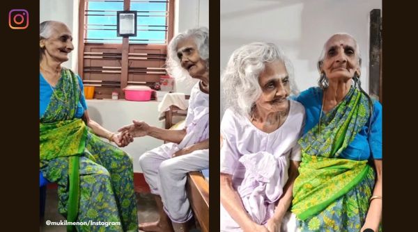 Friends of 80 years meet in years, wholesome reunion old women friends of 80 years, grandmother meeting her friend of 80 years, viral wholesome videos, old woman meets her friend of 80 years, indian express