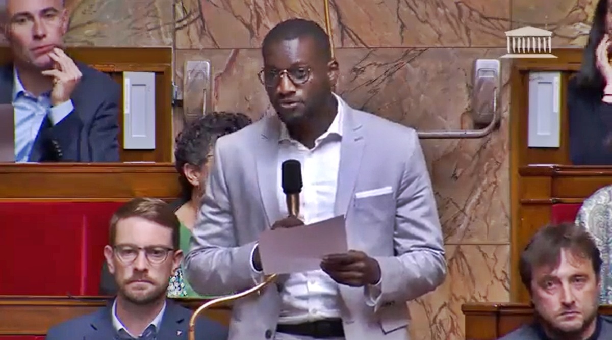 Carlos Martens Bilongo speaks in the French parliament's lower house. (Screengrab from the video)