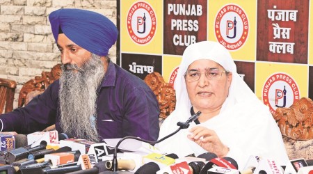 Bibi Jagir Kaur at a press conference in Jalandhar. (Express Photo)
