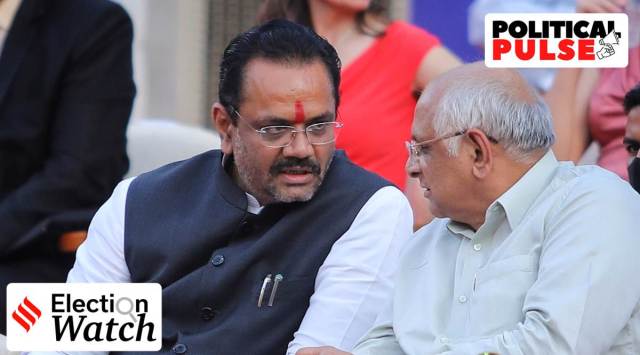 Gujarat Education Minister Jitu Vaghani with CM Bhupendra Patel. (Express file photo by Nirmal Harindran)