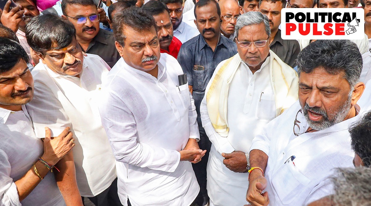 Congress leaders Siddaramaiah, D.K. Shivakumar and others in Bengaluru, Nov. 19, 2022. (PTI)