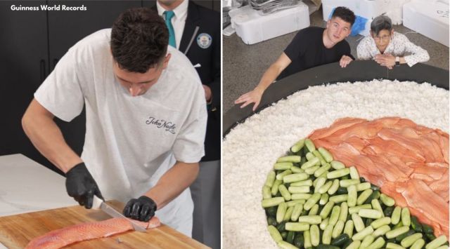 TikTok chefs create world record with a 1,360 kg sushi roll | Trending ...