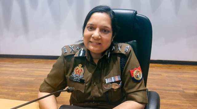 Senior IPS officer Laxmi Singh while taking charge as new Police Commissioner of Gautam Buddh Nagar (Noida). (PTI Photo)