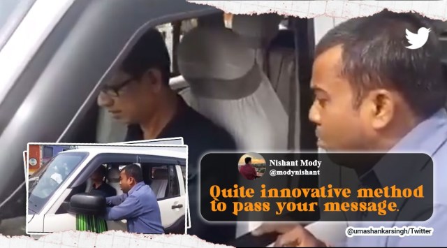 Man barks like dog in protest, man barks like dog in protest after ration card name says kutta, unique protests india, man acts like dog ration card name spelled as kutta, west bengal man barks like dog protest, indian express