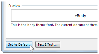 microsoft word default font