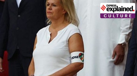 German Interior Minister Nancy Faeser is seen wearing the OneLove armband during the Germany Japan match. (Photo: Reuters)