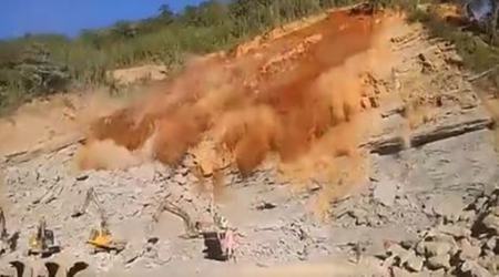 The landslide has affected an area of nearly 5,000 square metre around the quarry, which is owned and operated by ABCI, an agency engaged in widening a part of the national highway between the Hnahthial township and Dawn village. (Screengrab)