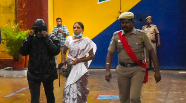 Vellore: Nalini Sriharan, one of the convicts in the Rajiv Gandhi assassination case, being released from prison, in Vellore, Saturday, Nov. 12, 2022. (PTI Photo)