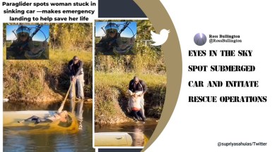 paraglider rescues woman submerged in water, paraglider saves woman from drowning, rescue video, dramatic rescue video,indian express