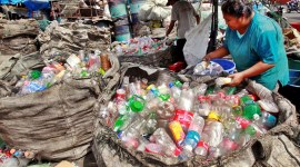 FILE PHOTO: People sort through plastic bottles in Manila no alt set