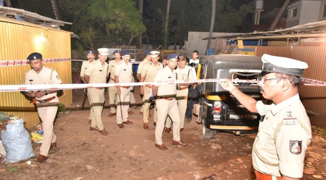 Police at the site of the blast