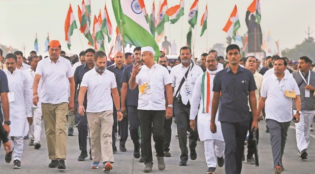Rahul Gandhi in Hingoli district on Tuesday. PTI
