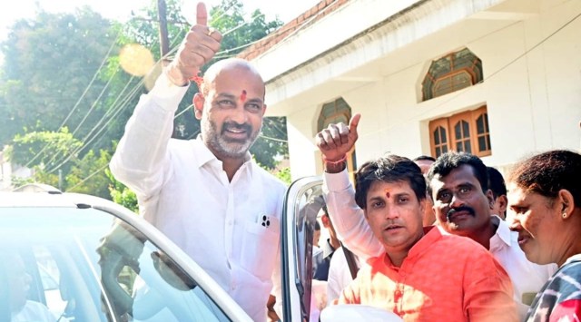 Bandi Sanjay Kumar launched the statewide Praja Sangram Yatra on August 28 last year and completed the first phase on October 3.(Photo: Twitter/@bandisanjay_bjp)