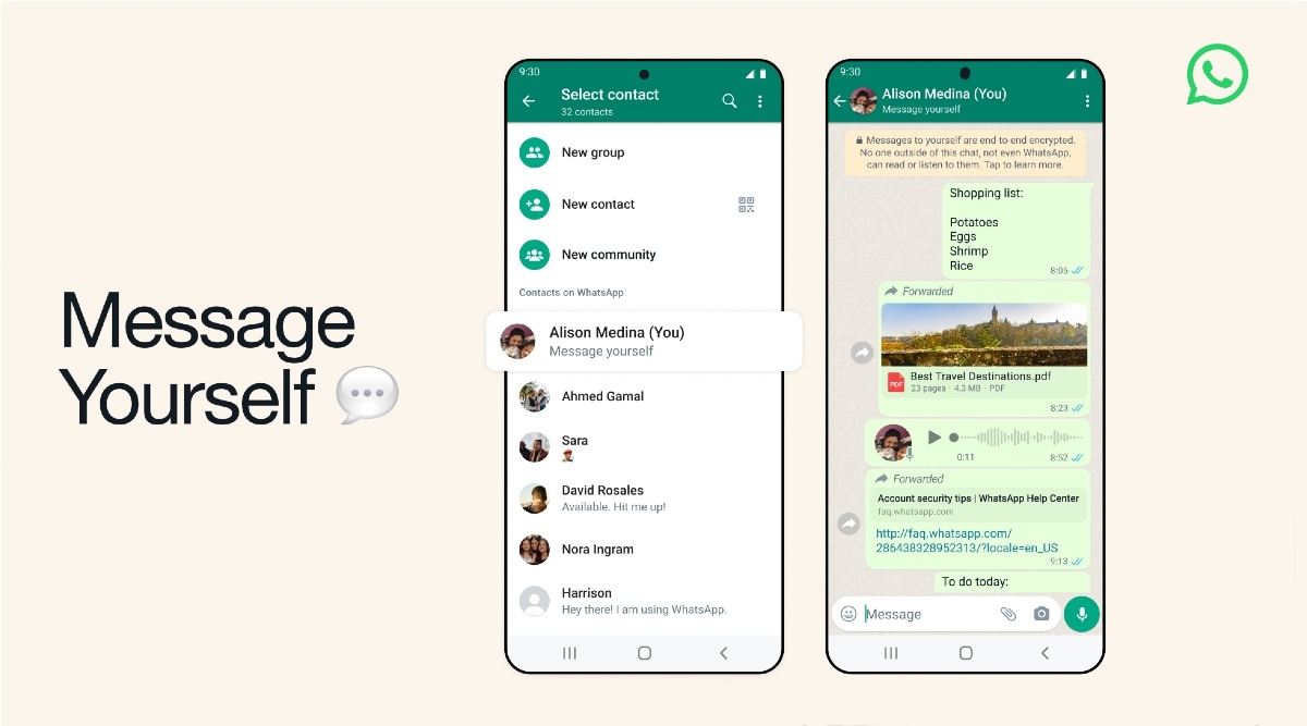 WhatsApp "Message Yourself" feature is now available for Android and iPhone users.