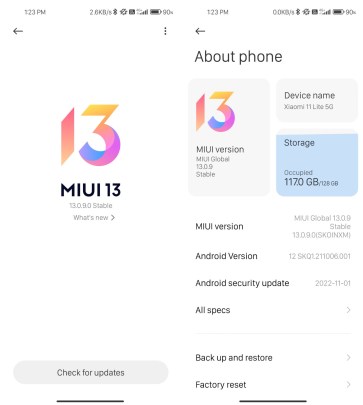 Xiaomi Miui 13 update screenshot