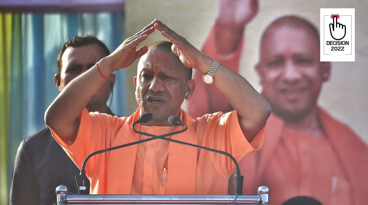 UP CM Yogi Adityanath called India pipping Britain to be the fifth country in economic development as a “big achievement”. (Express photo by Nirmal Harindran)