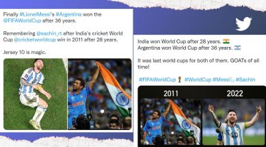 After 36, after 36 years, FIFA World Cup 2022, Argentina, Lionel Messi, Argentina vs France, Sachin Tendulkar, 2011 India won ODI World Cup, sports, football world cup, FIFA 2022, viral, trending, Twitter, Indian Express