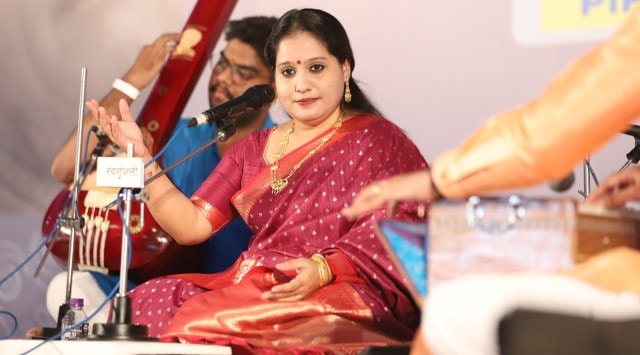 Classical singer Manali Bose performs at the 68th Sawai Gandharva Bhimsen Mahotsav on Friday. Pavan Khengre