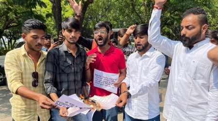 A protest against paper leak of recruitment exams. (File)