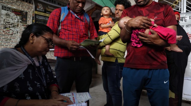 A vaccination  camp in Govandi on Thursday. (Express photo by Amit Chakravarty)