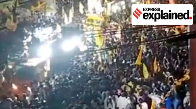A stampede-like situation broke out at TDP Chief Chandrababu Naidu's road show, in Andhra Pradesh's Nellore on Wednesday. (PTI)