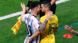 Argentina’s Lionel Messi and Australia’s Aziz Behich clash no alt set