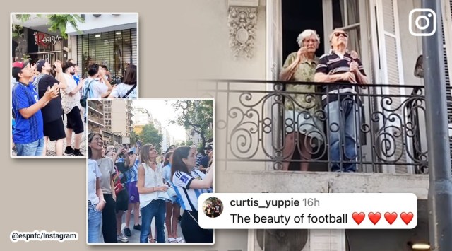 Argentina fans sing for blind man, Argentines sing below balcony of visually-impaired man, Lionel Messi, Argentina vs France, FIFA World Cup 2022, Qatar, FIFA 2022, Argentina fans, Albiceleste, national holiday, viral, trending, Indian Express