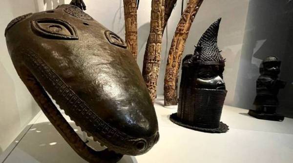Benin art objects and bronzes are pictured at the Linden Museum in Stuttgart, Germany. (Reuters)